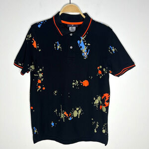 Psycho Bunny Splatter Paint Black Polo Size‎ 4/US Small
